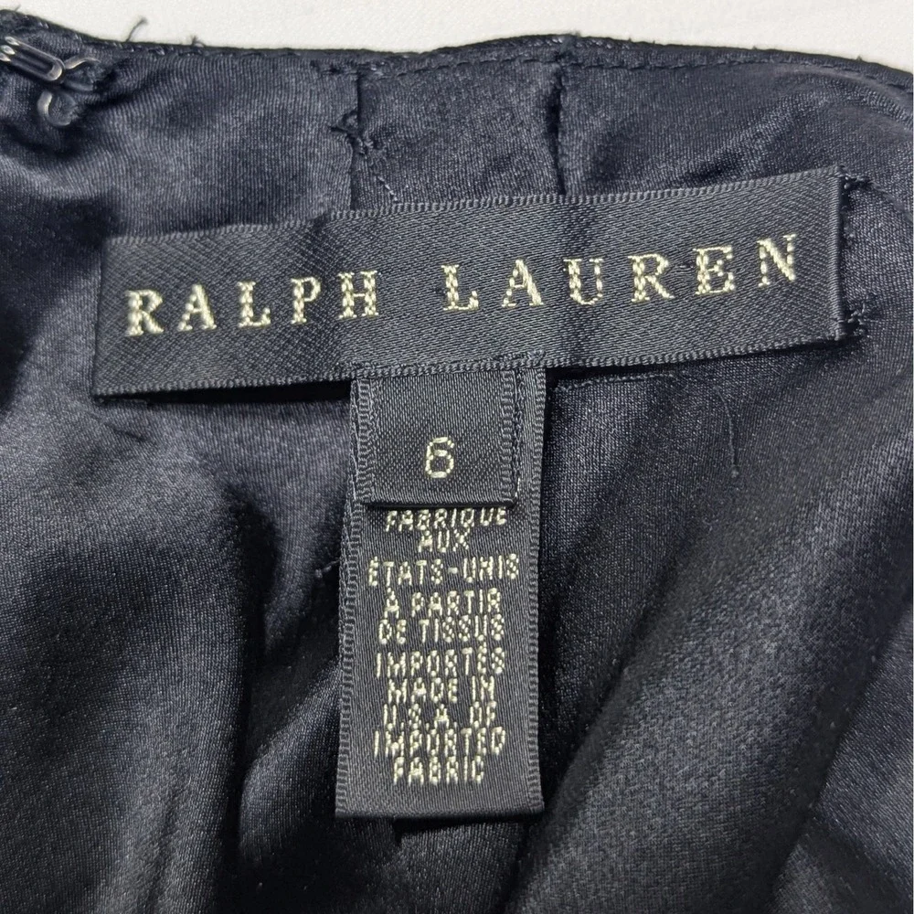 Vintage Ralph Lauren Black Liquid Satin MidiSkirt Asymmetric Ruffle 90s Runway 6